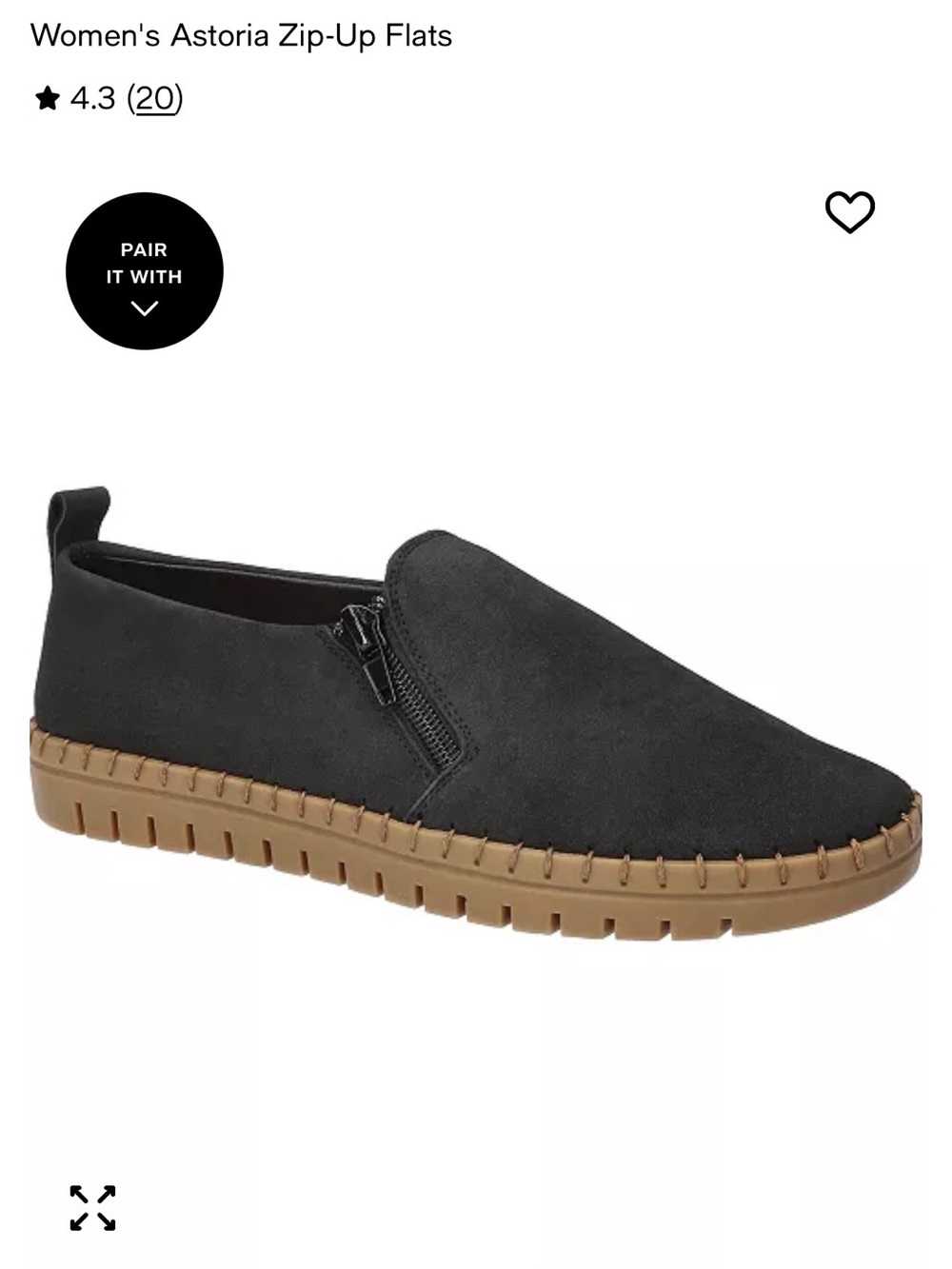 easy street Black Slip-On Zip-Detail Loafer with Tan Sole